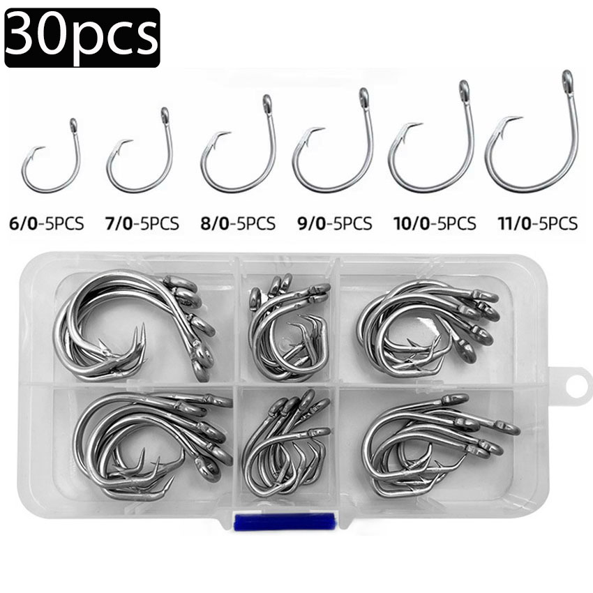 Fishing Hook Assortment - 30개/박스 낚시 바늘 스테인리스 스틸 와이드