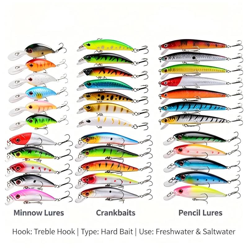 낚시 미끼 미노우 하드 베이트 세트, 날카로운 트레블  - Fishing Hook Assortment 리뷰 및 가격
